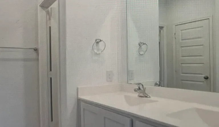 Primary bathroom, walk-in closet with built in shelving, double vanity. Separate toilet area for privacy