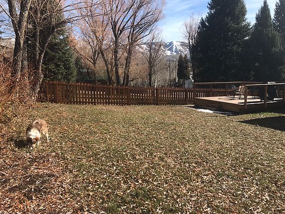 Huge fully fenced in back yard with nice big deck.