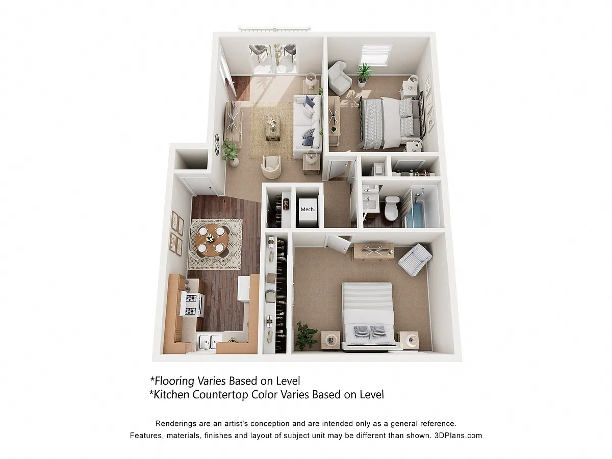 Floor plan 2 Bedroom 1 Bath