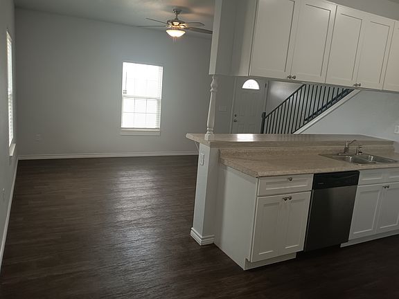 View from kitchen into living area.