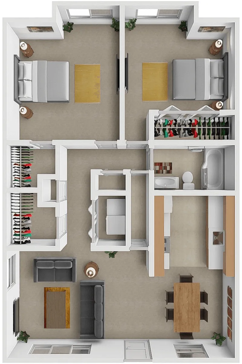 Floor plan 2 Bedroom 1 Bath