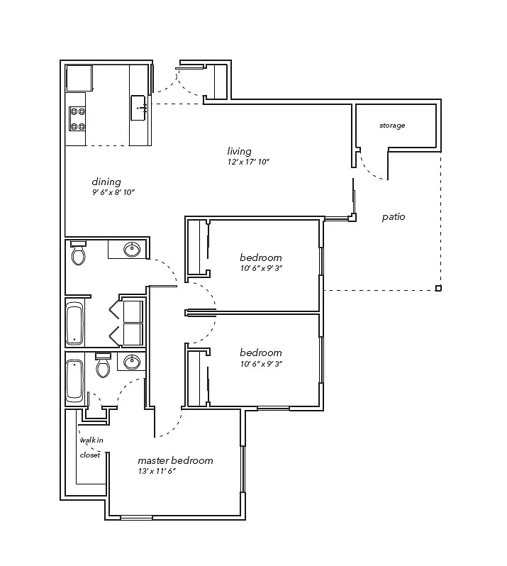 Floor plan Three-Bedroom