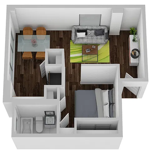 Floor plan 1 Bedroom 1 Bath