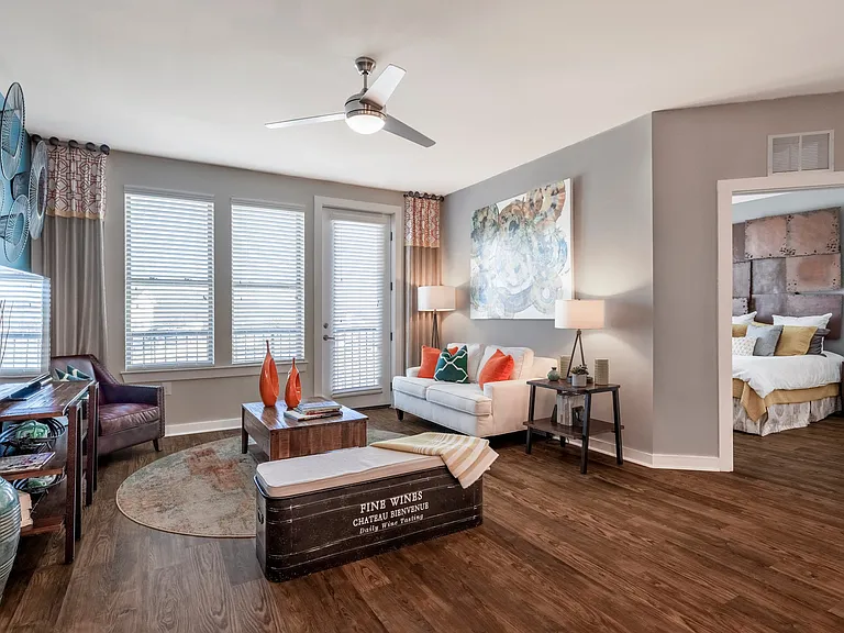 Living room with wood-designed flooring