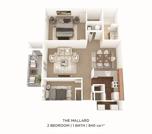 Floor plan Two Bedroom-840 sqft