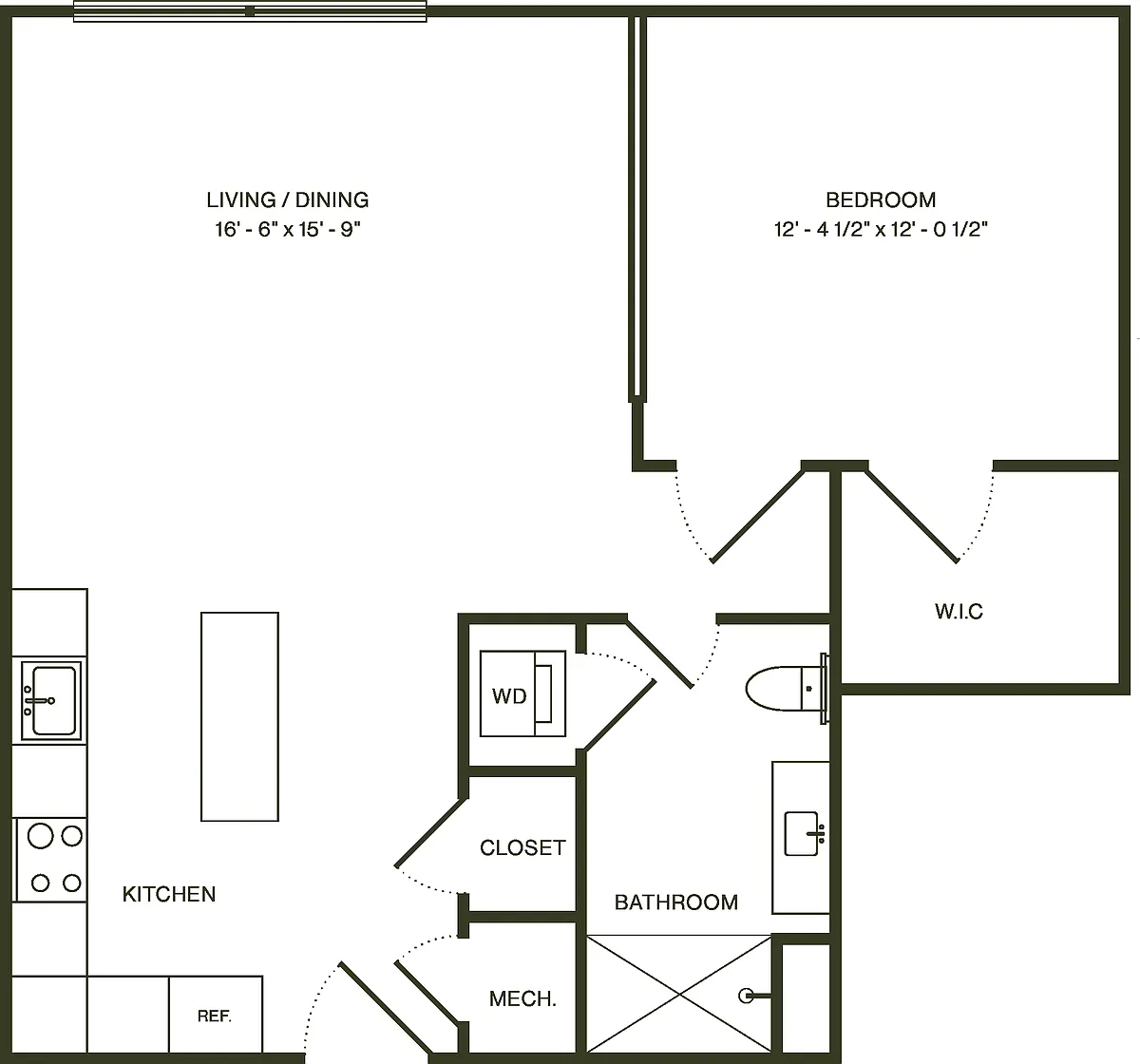 Floor plan One Bedroom Deluxe B