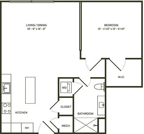 Floor plan One Bedroom Deluxe B