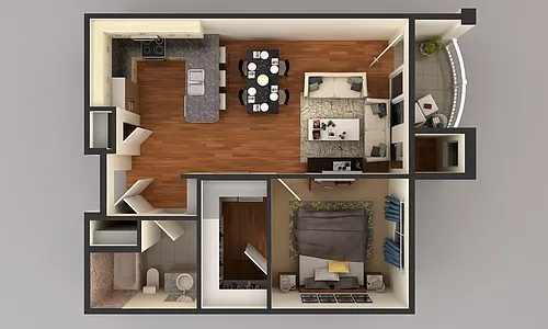 Floor plan 1 Bedroom 4550 and 4590 A