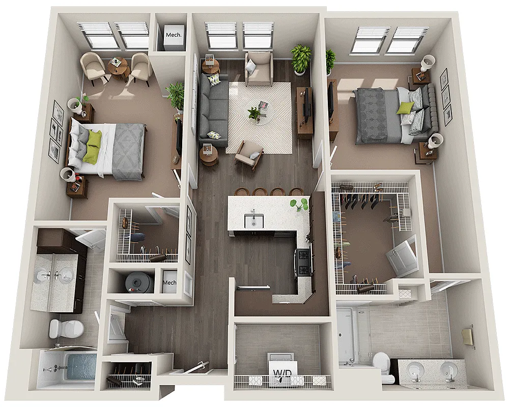 Floor plan Two Bedroom B2D