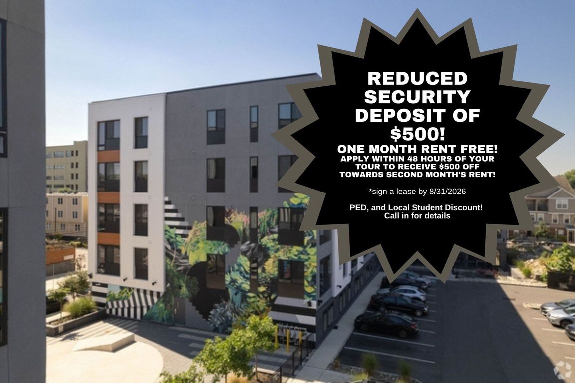 Elevate your lifestyle at The Hub with our reduced security deposit offer of only $650! Enjoy modern amenities, spacious living, and a vibrant community. Don't miss outschedule a visit today to secure your new home!