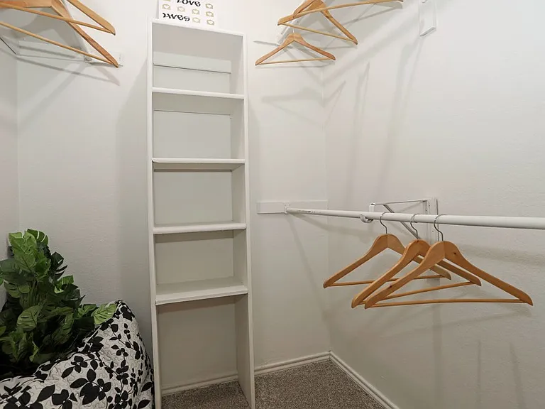 Large walk-in closet offering generous storage space and organization options