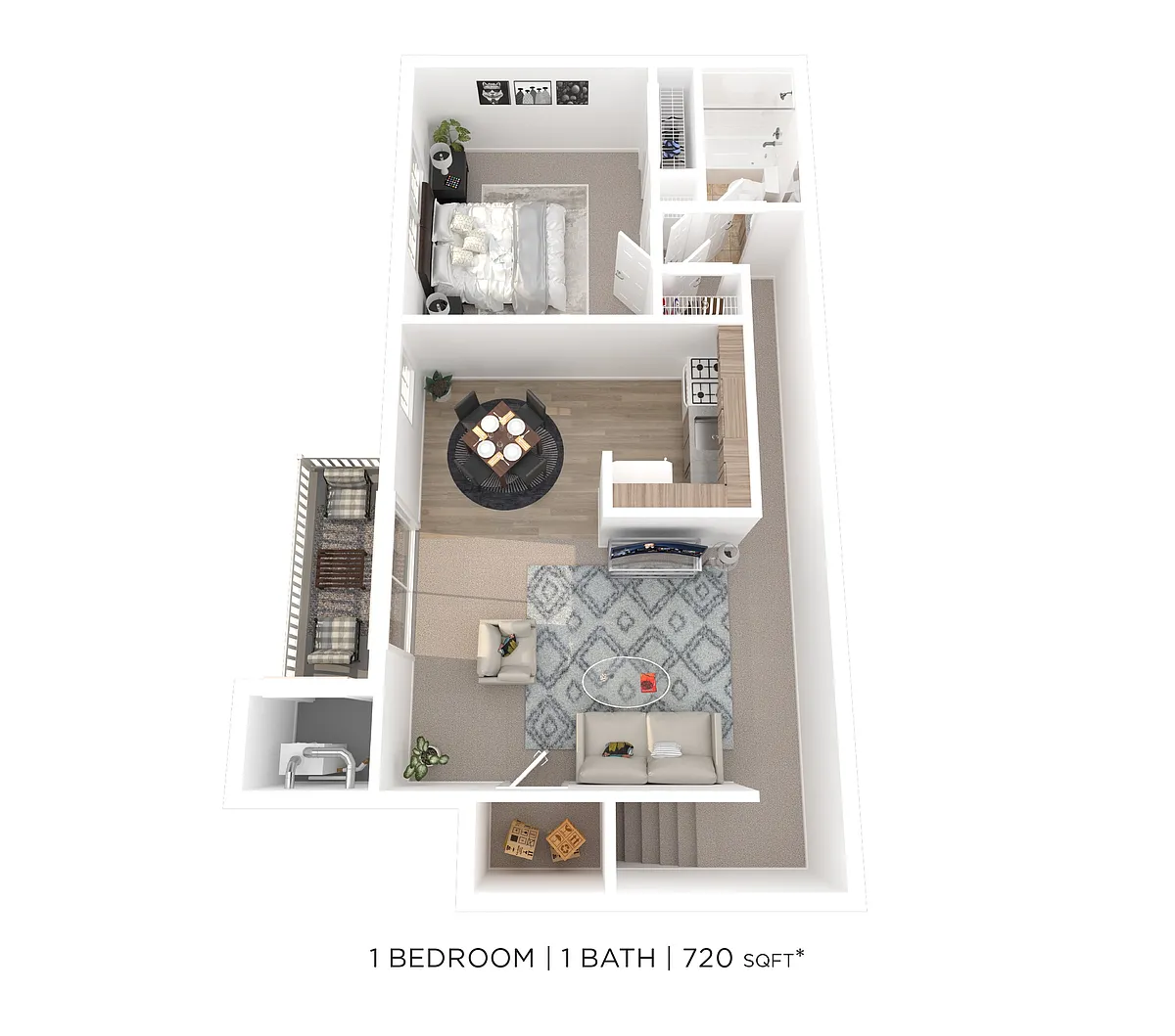 Floor plan One Bedroom - 720 sqft