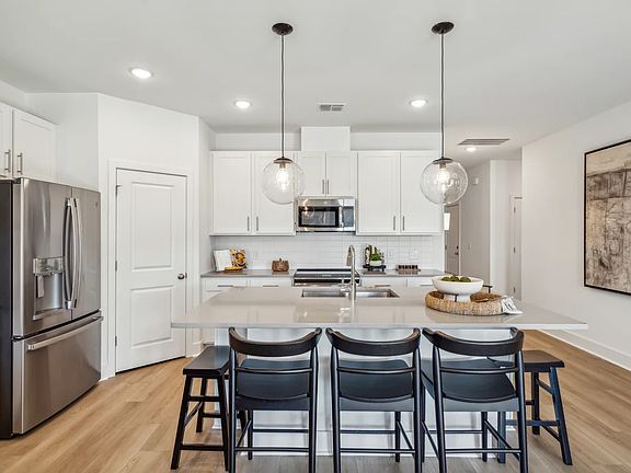 Kitchen with pendant lights