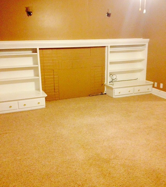 built-in shelves in living
