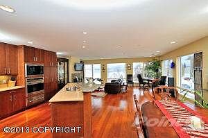 Open kitchen, living & dining area