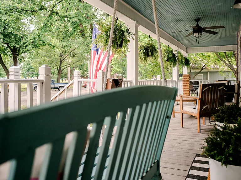 A true Norman Rockwell front porch experience.