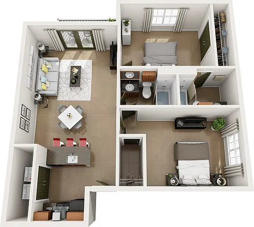 Floor plan Cypress (Two Bed, Two Bath)