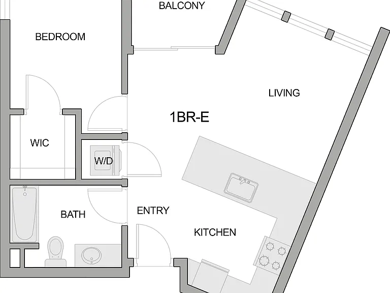 2D Floor Plan Rendering of a One-Bedroom Apartment 2D Floor Plan Rendering of a One-Bedroom Apartment