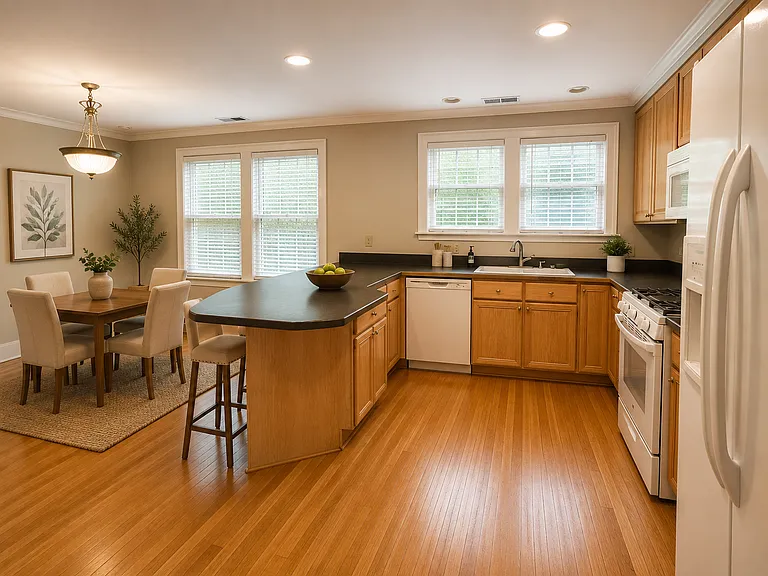Open and airy large wrap around kitchen