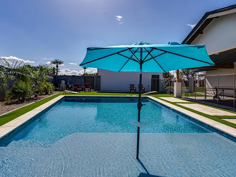 Pool on property, can be used by renter in casita with prior approval, based on main house occupancy