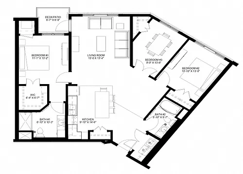 Floor plan Three Bedroom E