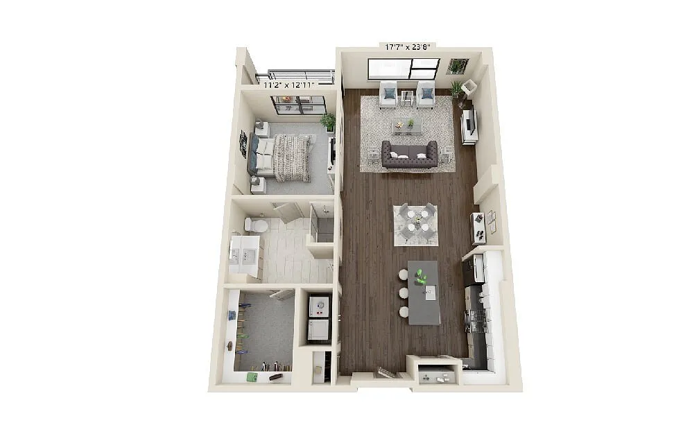 Floor plan 1 bedroom 1 bath