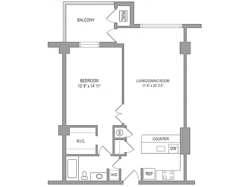 Floor plan 1BR/1BA MODERNIZED