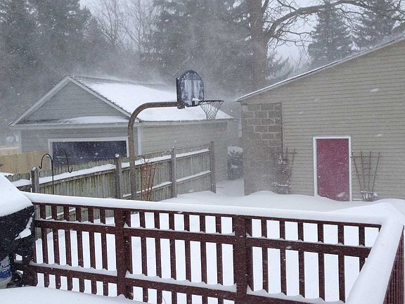 Looking out back door winter