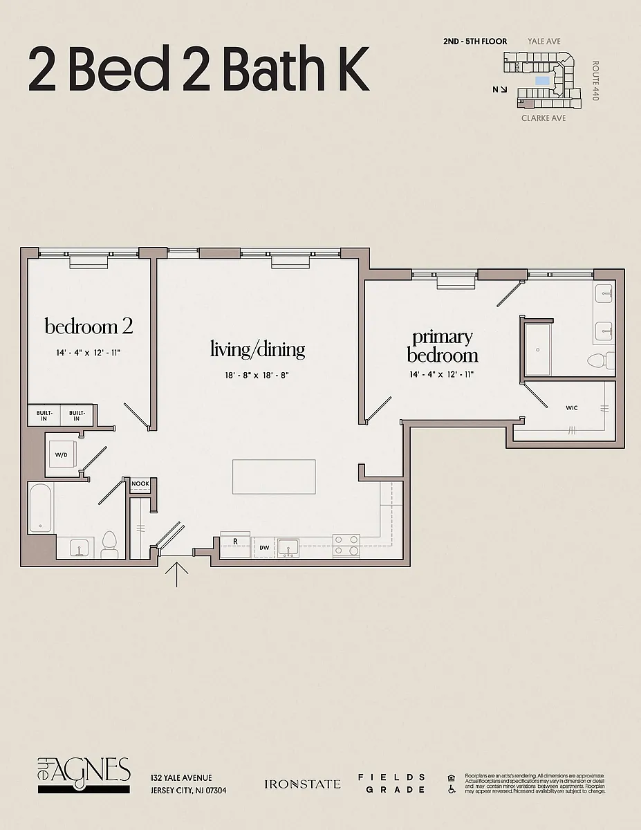 Floor plan 2 Bed 2 Bath K