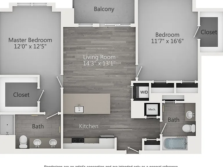 Two Bedroom Two Bathroom (1137 SF) Two Bedroom Two Bathroom (1137 SF)