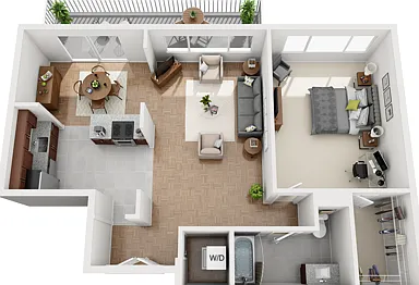 Stunning One Bedroom One Bathroom Floor Plan with Island Kitchen Stunning One Bedroom One Bathroom Floor Plan with Island Kitchen