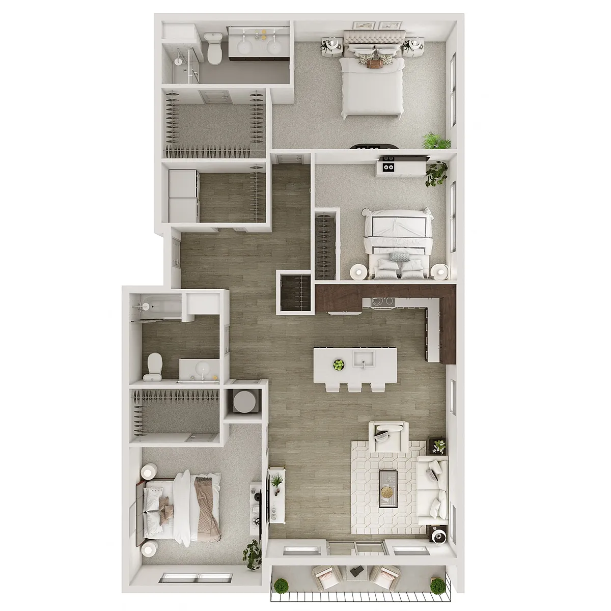Floor plan 3 Bedroom, 2 Bathroom - 1564 SF