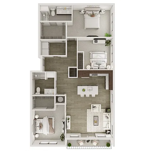 Floor plan 3 Bedroom, 2 Bathroom - 1564 SF