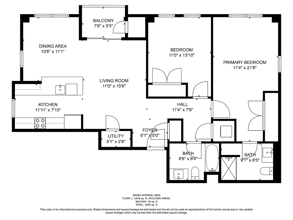 Floor plan 2BED 2BATH CORNER