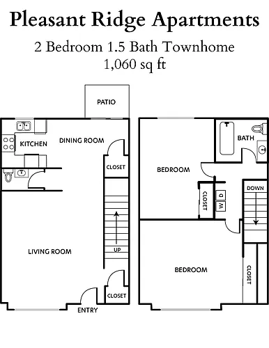 Floor plan 2 Bedroom Townhome