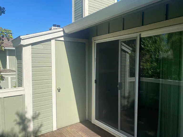 Balcony with storage cabinet