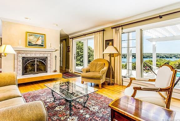 Wood burning fireplace with...