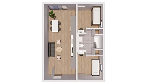 Floor plan 2 Bedroom 1 Bath - Leased By The Bed