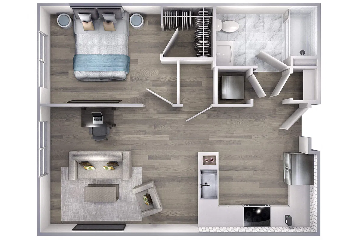 Floor plan Avenue F | 1 Bed/1 Bath-A6