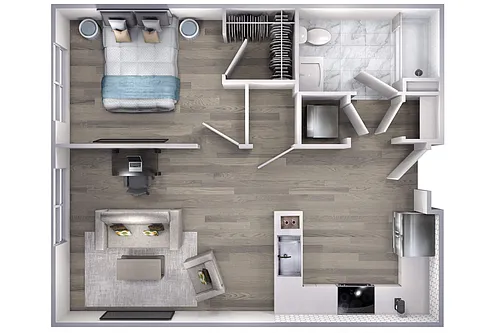 Floor plan Avenue F | 1 Bed/1 Bath-A6