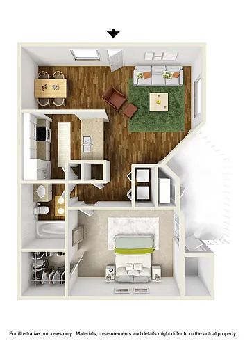 Floor plan A1 The Nina - 1 Bedroom, 1 Bathroom