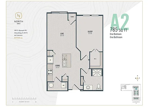 Floor plan A2 - One Bedroom