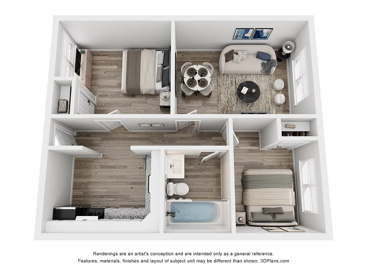 Floor plan B1 | 2 Bed | 1 Bath - Classic