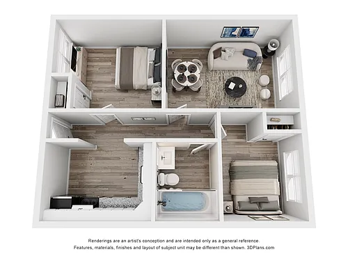 Floor plan B1 | 2 Bed | 1 Bath | Premium