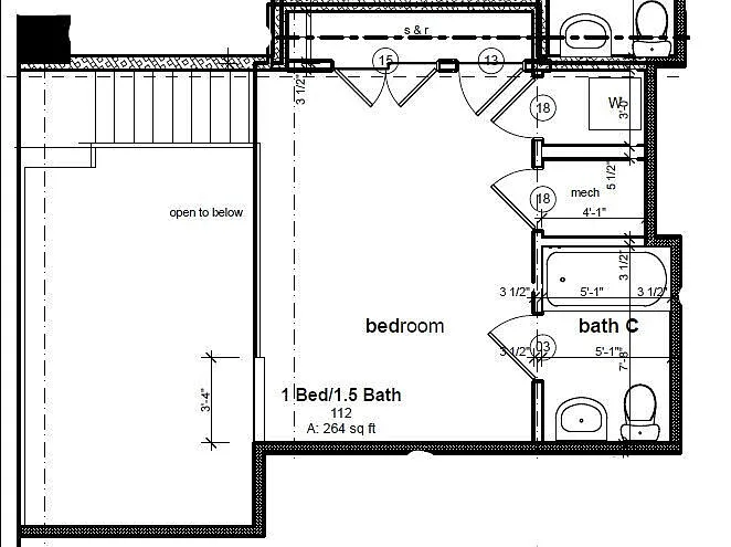 Floor plan 1Bd15Ba618