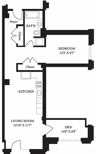 Floor plan LS-P One Bedroom, One Bathroom