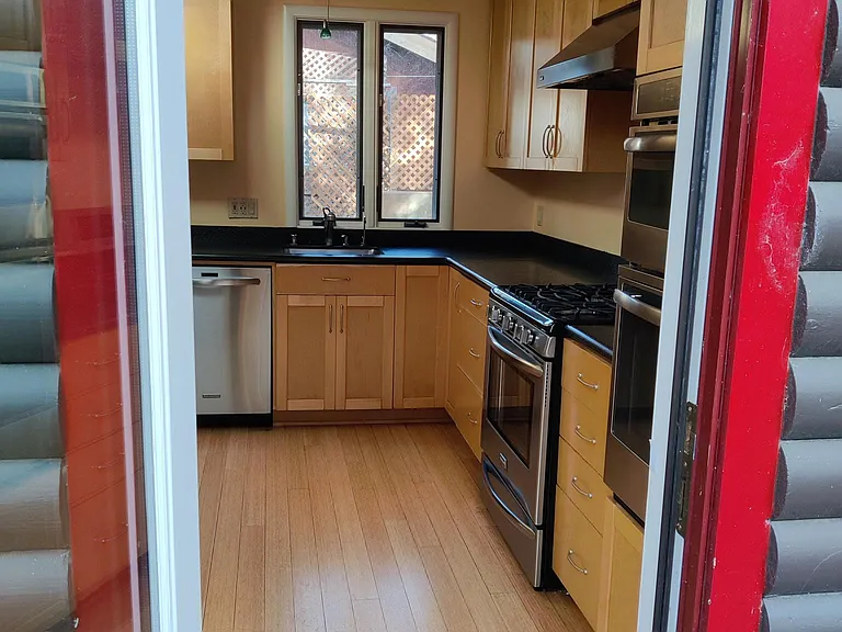 View into kitchen from deck