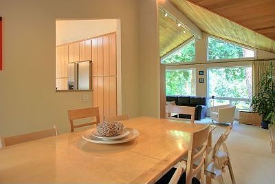 Dining room overlooking the living room