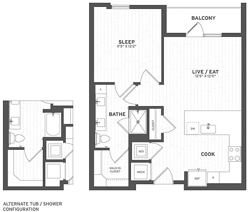 Floor plan 1 Bed/1 Bath Ground-A3.1G