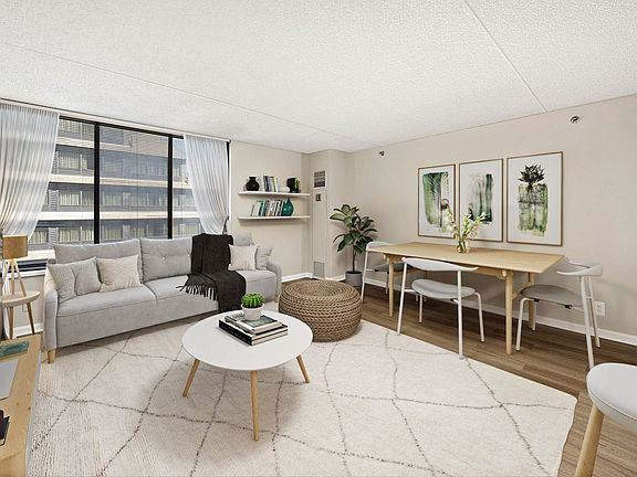 Apartment living area (virtually staged)
